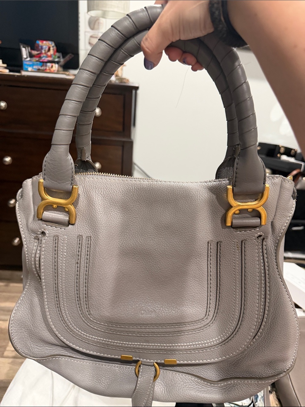Chloe Gray Leather Top-Handle Women's Handbag
